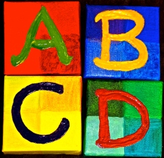 "ABCD" Acrylic, Set of 4 pieces 6x6" each